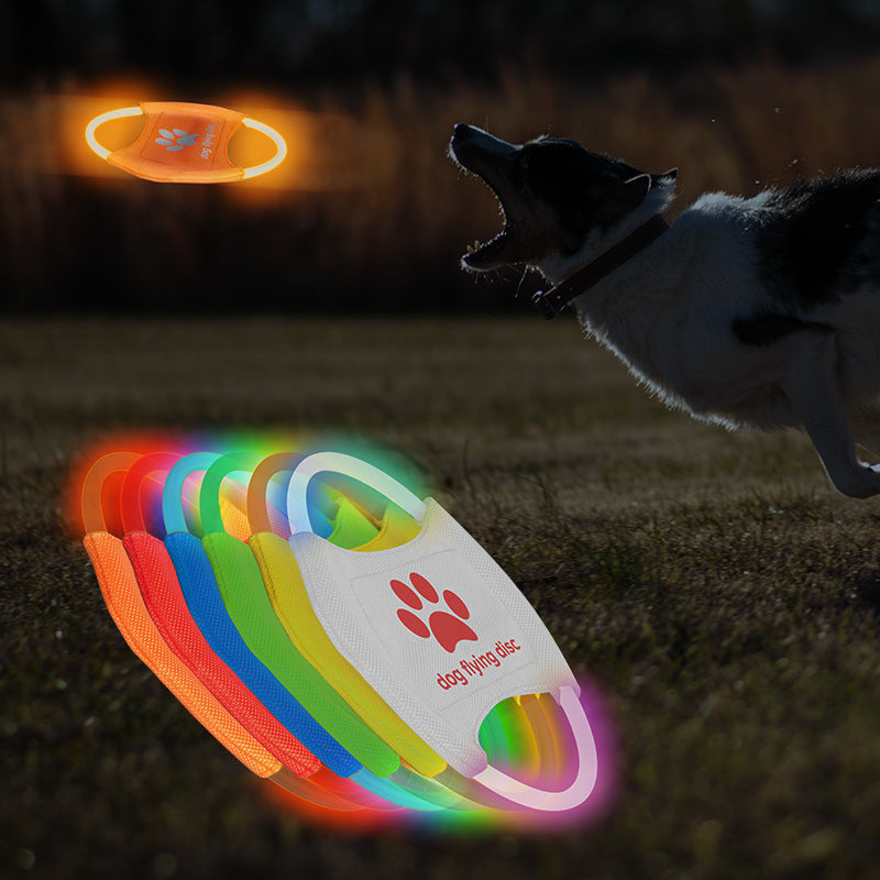 USB Rechargeable LED Dog Frisbee - Durable Glow-in-the-Dark Flying Disc for Night Play TMS